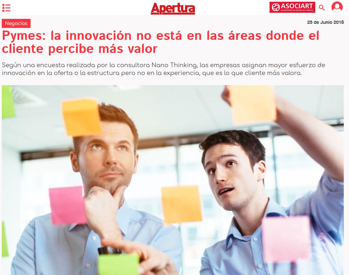 Apertura – La innovación no está en las áreas donde el cliente percibe más valor encabezado